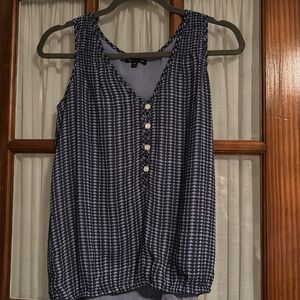 Blue purple blouse tank top with v neck and four front buttons